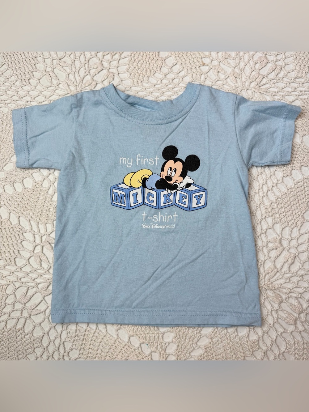 Vintage Y2K WDW Baby 6 Months Blue My First Mickey T-Shirt Short Sleeve Crewneck